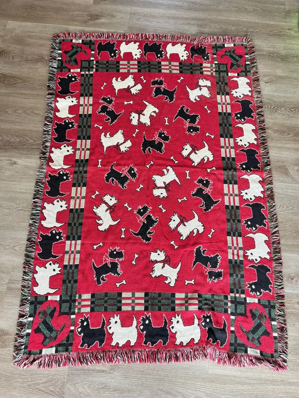 RARE Vtg The Rug Barn Tapestry Throw Blanket Cotton 46